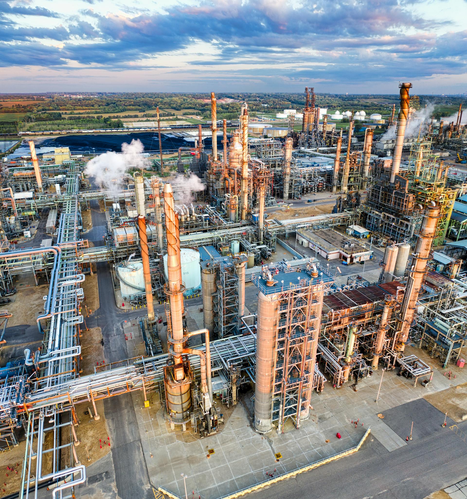 Chemical plant piping and steel structures