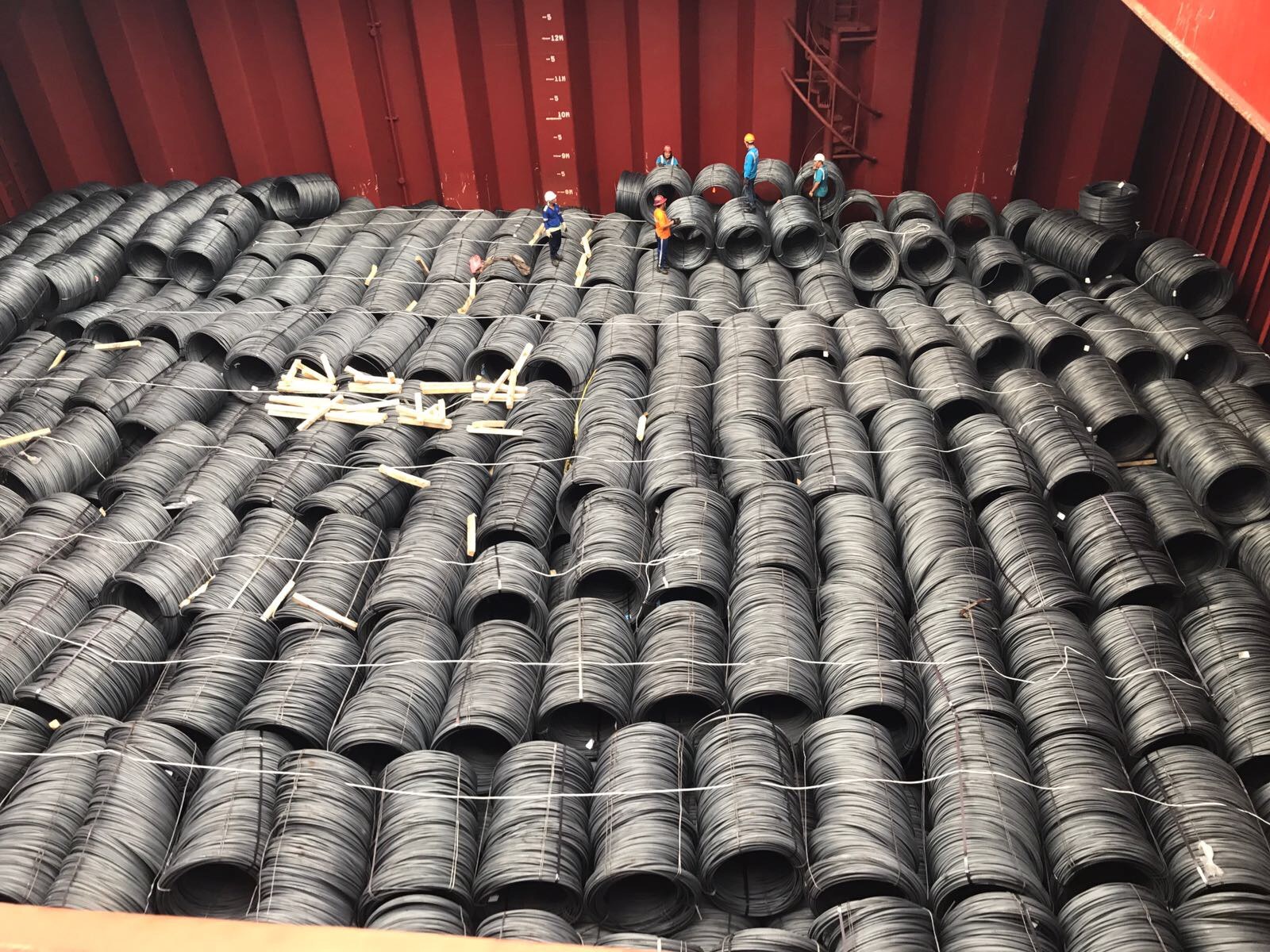 Steel coils at an export port terminal