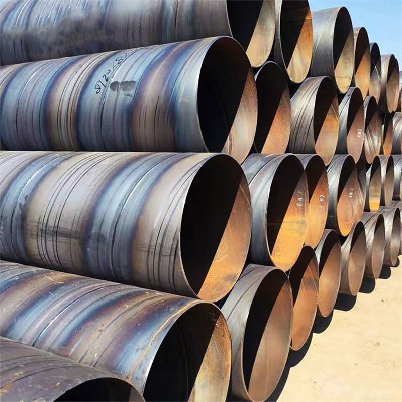 Large diameter spiral welded pipe stacks for pipe piling