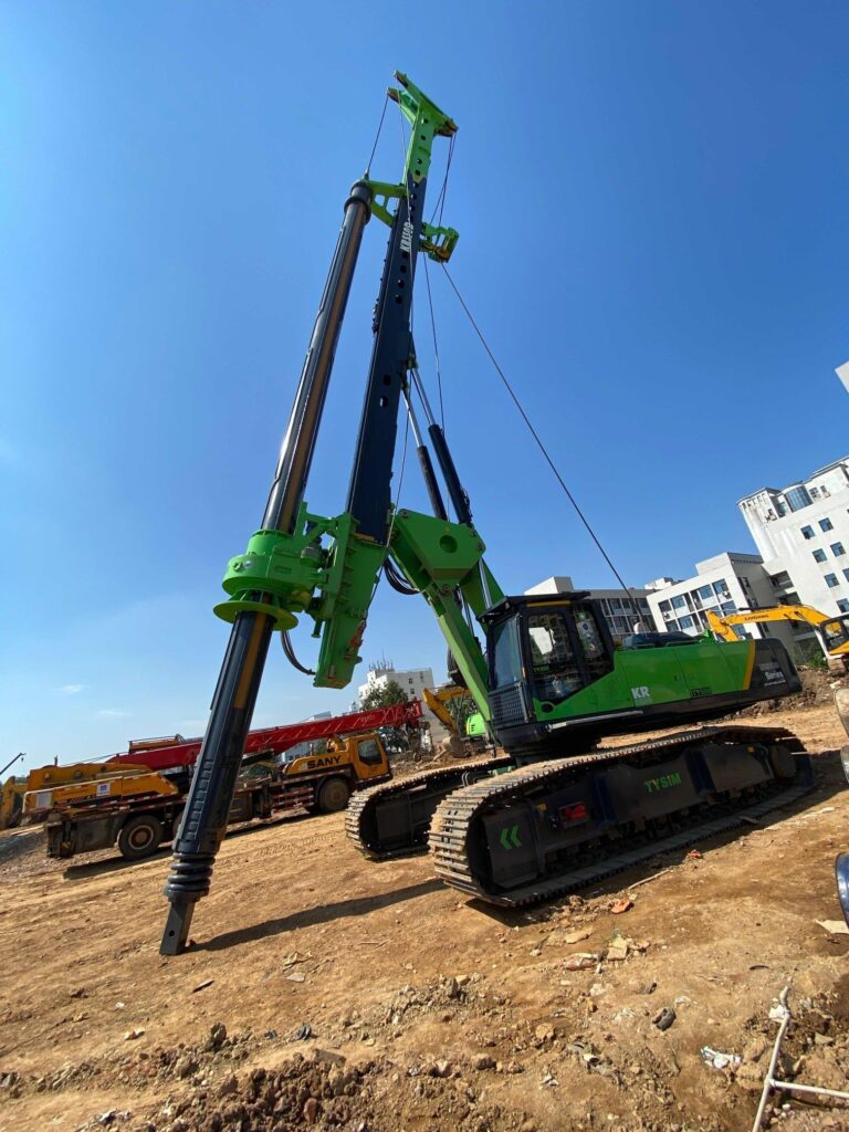 Rotary piling rig working on site