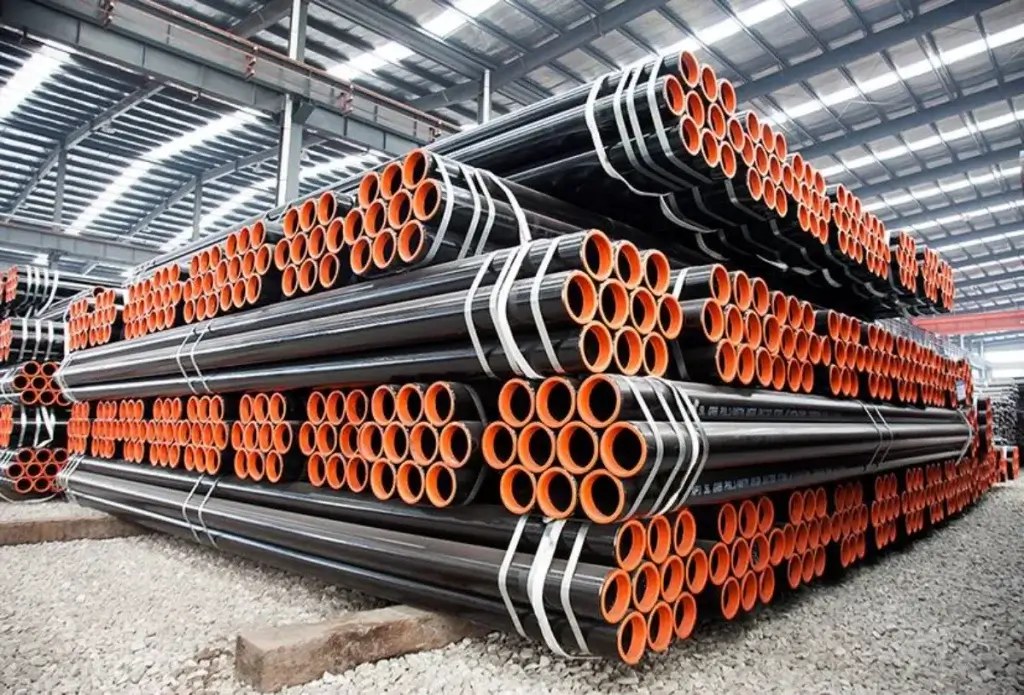API 5L carbon steel line pipe bundles stored in warehouse
